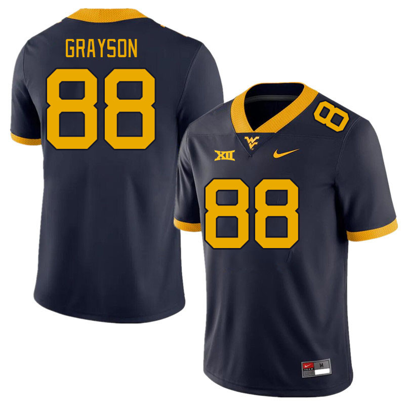 Men #88 Donovan Grayson West Virginia Mountaineers College Football Jerseys Stitched Sale-Navy